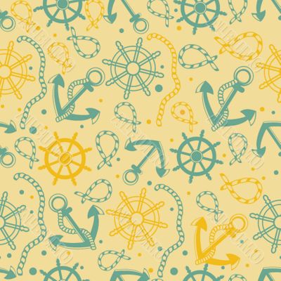 Seamless pattern with white anchors