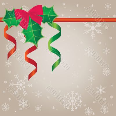 Holiday background with holly berries.