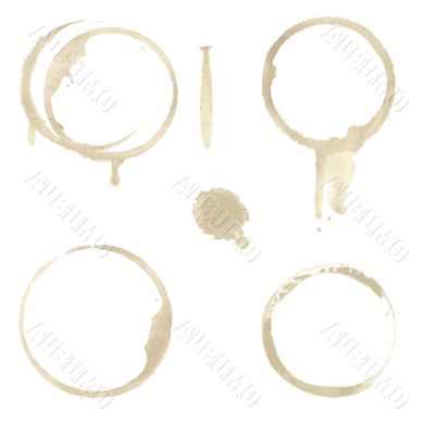 Vector illustration of coffee cup prints and grunge spots