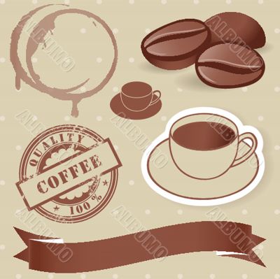 Vector set of vintage coffee elements.