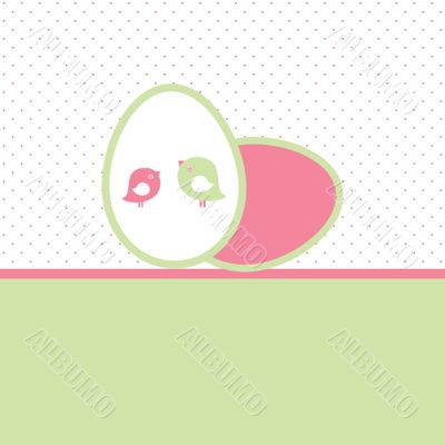 Easter card with two hand drawn eggs