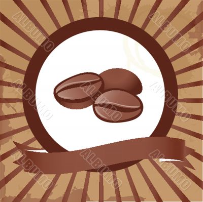 Three isolated coffee beans on  background.