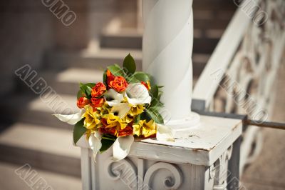 Bouquet on a handrail