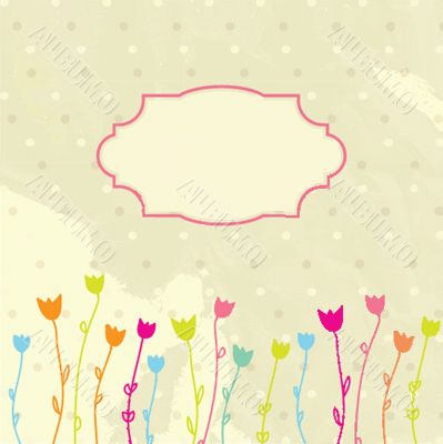 Vintage vector frame on floral background