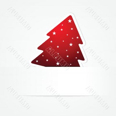 Holiday banner with striped christmas tree