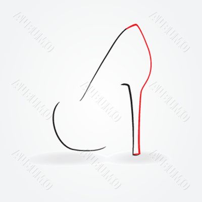 Vector illustration of pump shoe silhouette Vector illustration of pump shoe silhouette