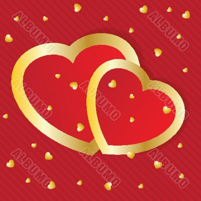 Cute vector background with two  hearts