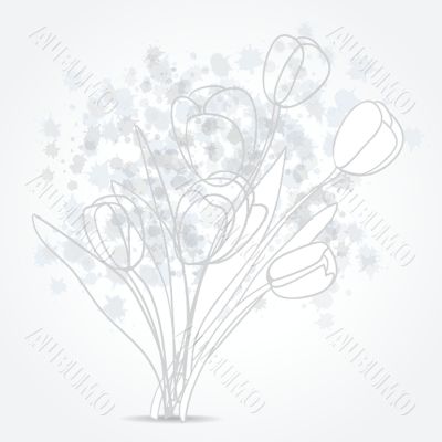 Decorative background with Tulips flowers