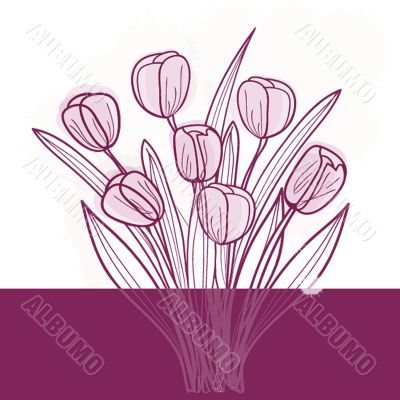 Decorative background with Tulips flowers