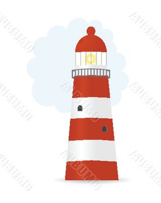 Vector illustration of striped lighthouse