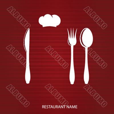 Restaurant menu with knife, spoon and fork