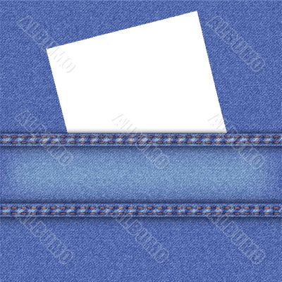 Jeans background with white note paper.