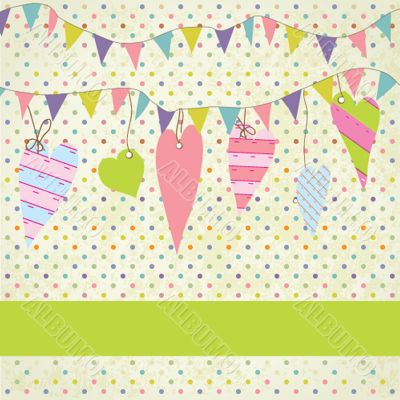 Vintage frame with birthday bunting flags
