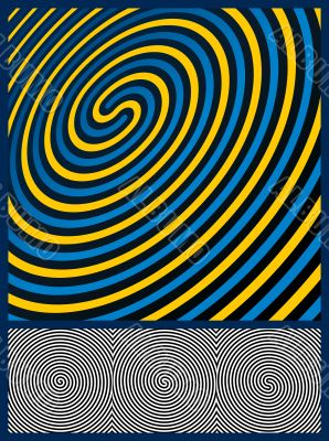 Optical Illusion Background. Three spiral patterns. Vector Illus