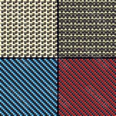 Carbon fiber, kevlar and decorative seamless patterns set