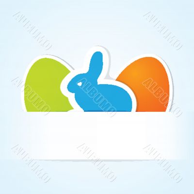 Abstract cartoon  easter card with cute bunny