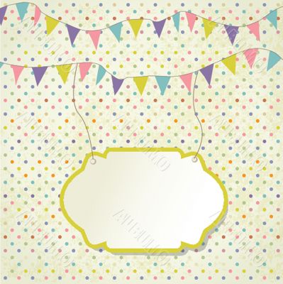 Vintage frame with birthday bunting flags