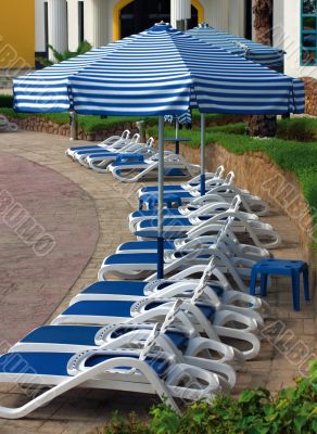 Sun chairs and umbrellas