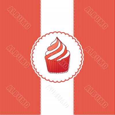 Cute vector background with small cupcake