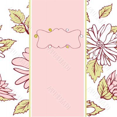 Vintage vector frame on floral background