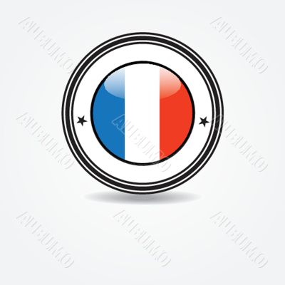Label  with france flag in rubber stamp