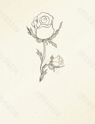 Retro card with vintage rose