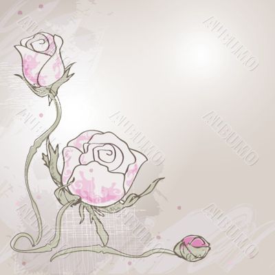 Retro card with vintage rose