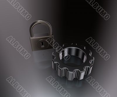 padlock and cogwheel