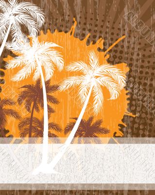 Summer background with grunge beach palms