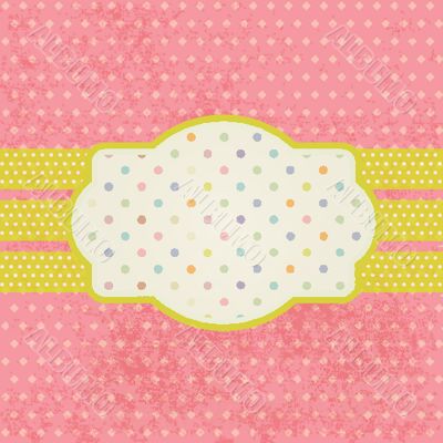 Vintage pastel frame on polka dot background