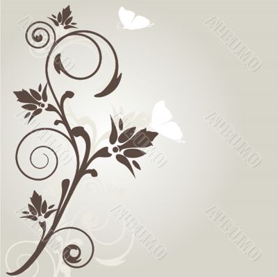 Floral card with butterflies