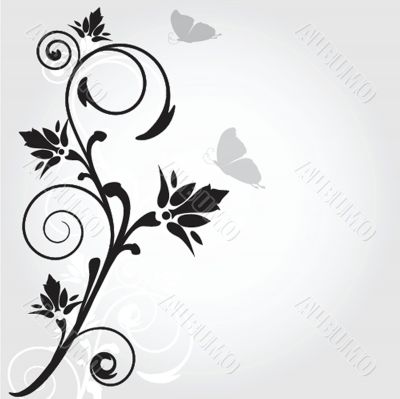 Floral card with butterflies