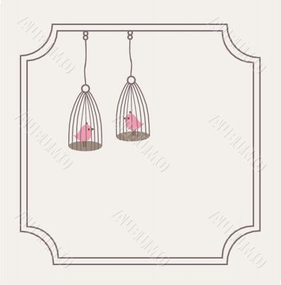 Cute  love birds in birdcage