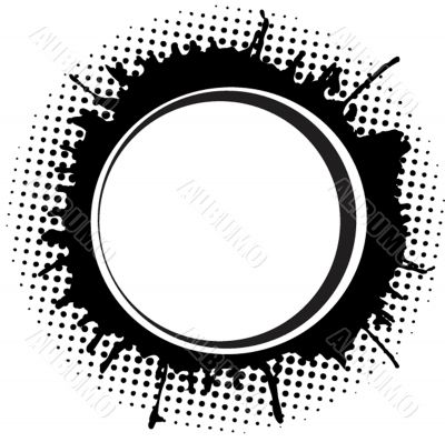 Abstract round frame with ink spots .
