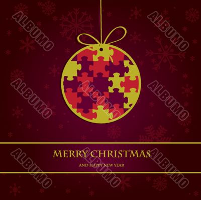 Christmas card with holiday elements.