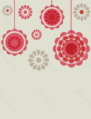 Bright greetings card with flowers and buttons
