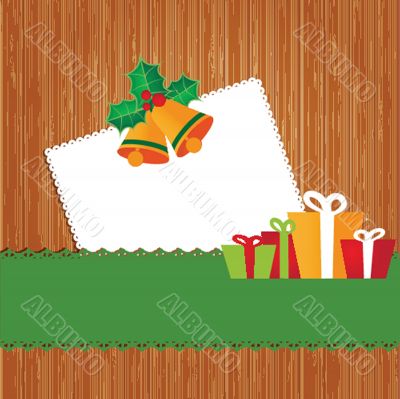 Set Christmas card with holiday elements.