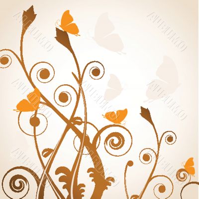 Floral card with butterflies