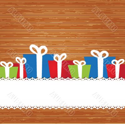 Set Christmas card with holiday elements.