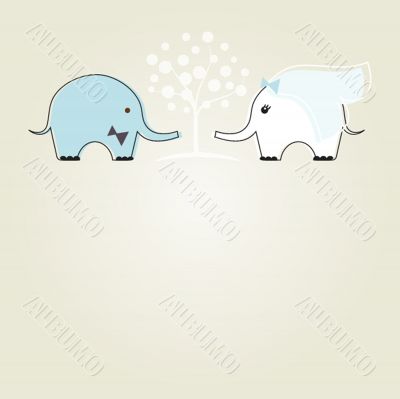 Silhouette of bride and groom, background.