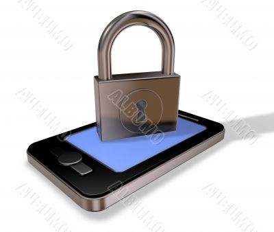 smartphone and padlock