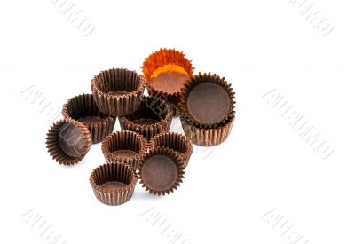 Brown chocolate rounded baking paper cups