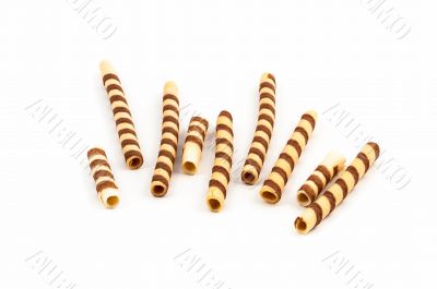 Scattered wafer sticks isolated on white