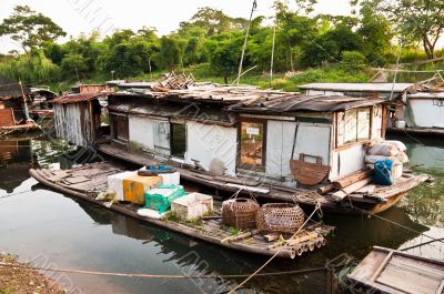 Rural slum on rier, favela in China