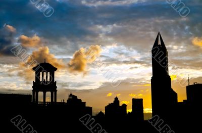 Shanghai Old and New architecture silhouette Shanghai Old and New architecture silhouette