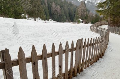 winter landscape fence