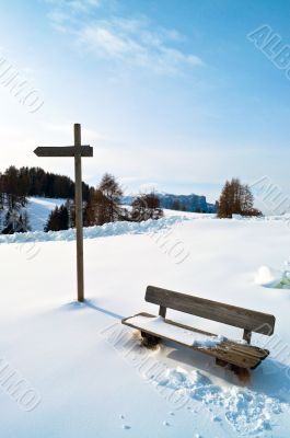 Wooden Winter bench with mark trial Wooden Winter bench with mark trial