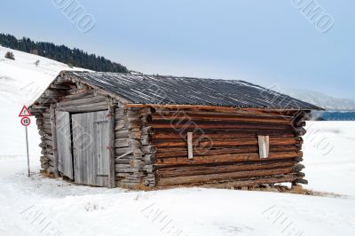 Alone winter cottage