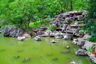 Green Japanese pond