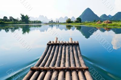 Bamboo rafting in Li River